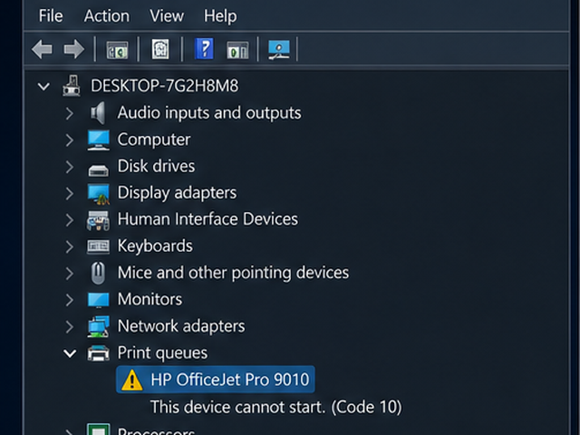 Windows 11 打印机代码 10 与驱动回退排查步骤图 1